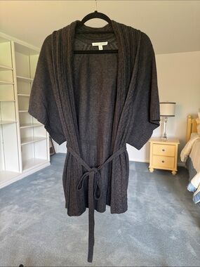 Autumn Cashmere 100% Cashmere Knit Cardigan in Charcoal